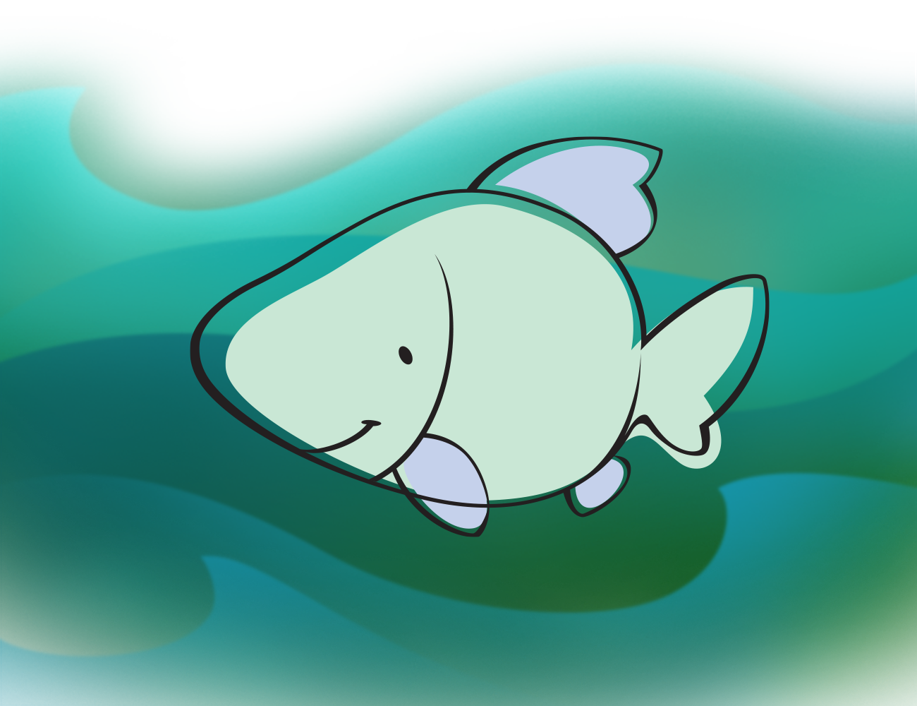 Cartoon illustration of a fish