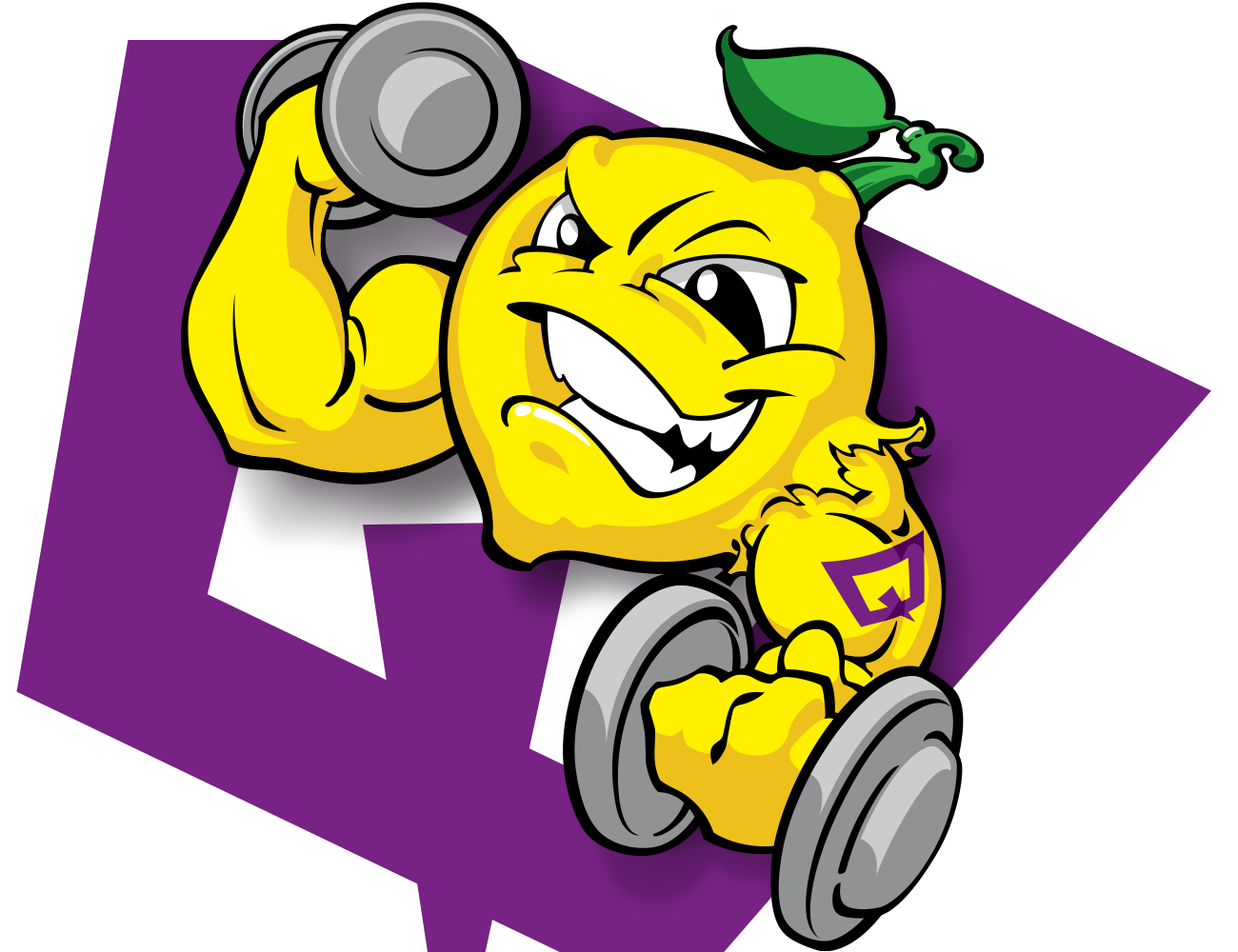 Cartoon illustration of LemonHead for lemonade flavor Quake10.0 drink