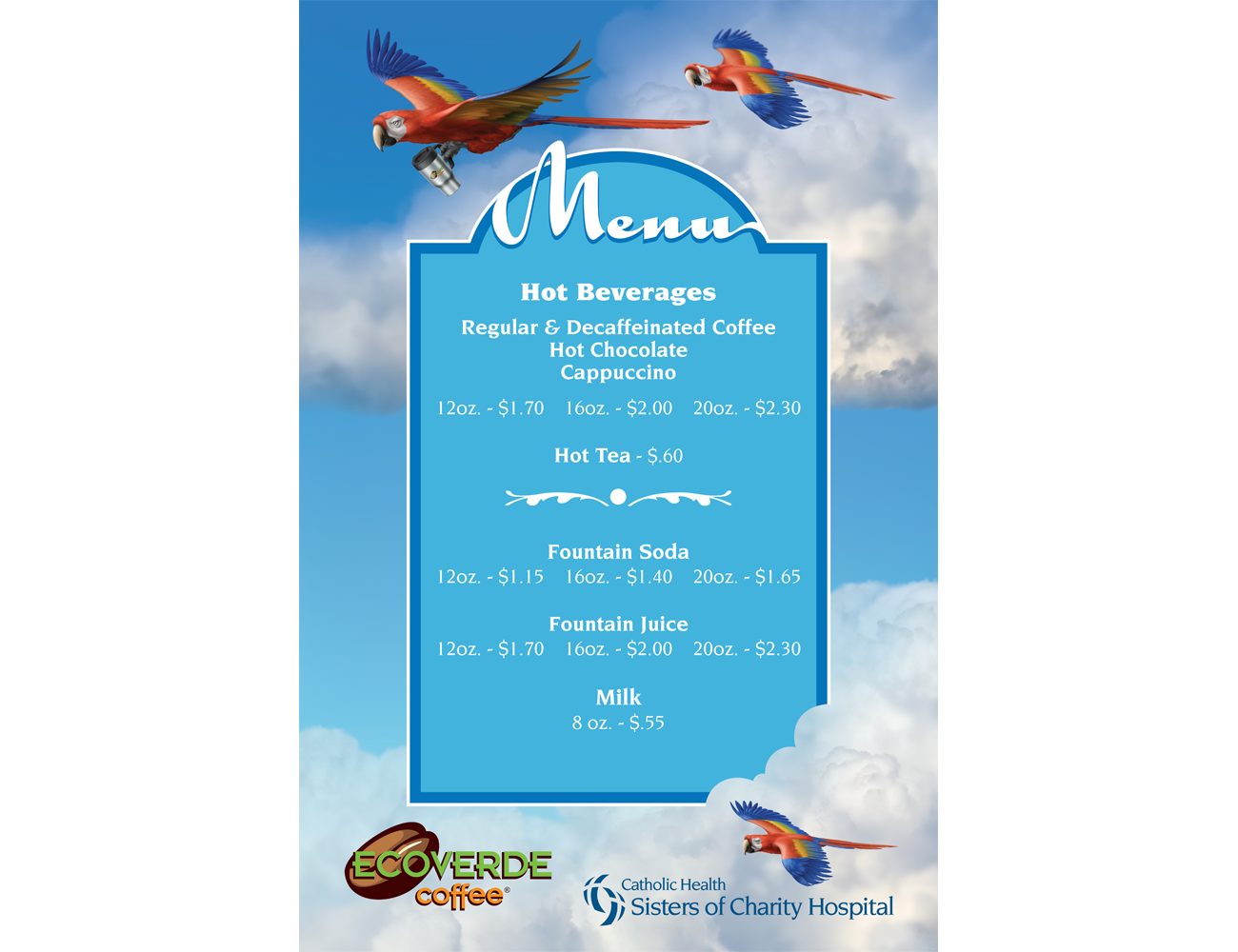 Image of Ecoverde Coffee Sisters of Mercy Café Menu Board