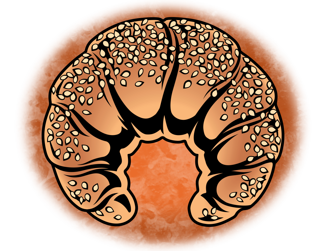 Flat Art/Graphic style illustration of a croissant