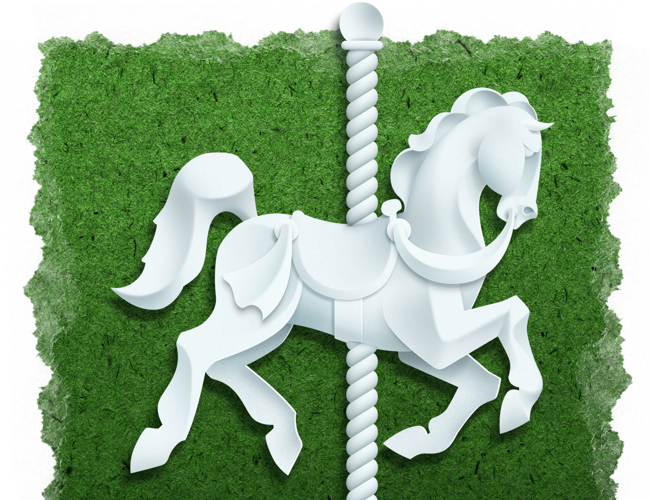 Paper Cut-Out appearance illustration of a carousel horse