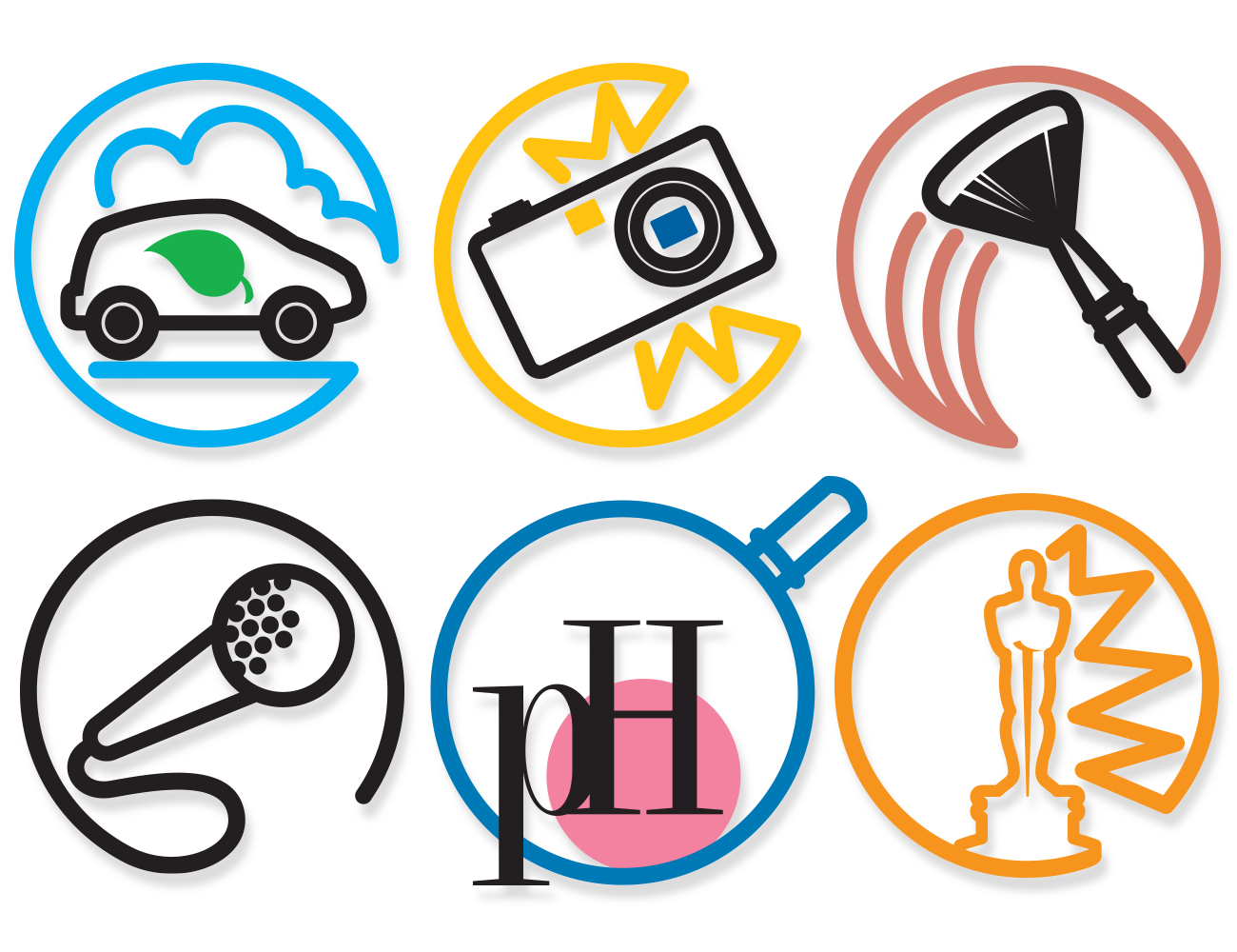 Vector Illustrations of pHisoderm Divisions icons