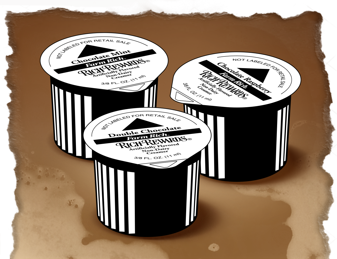 Linear illustration of Rich Products creamer cups