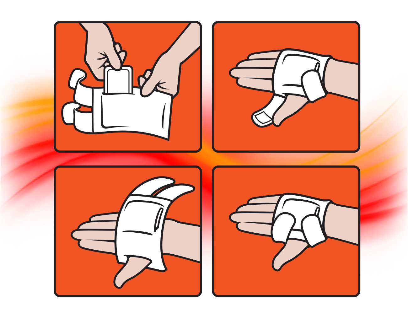 Linear illustration of HeatMax heating pad instructions