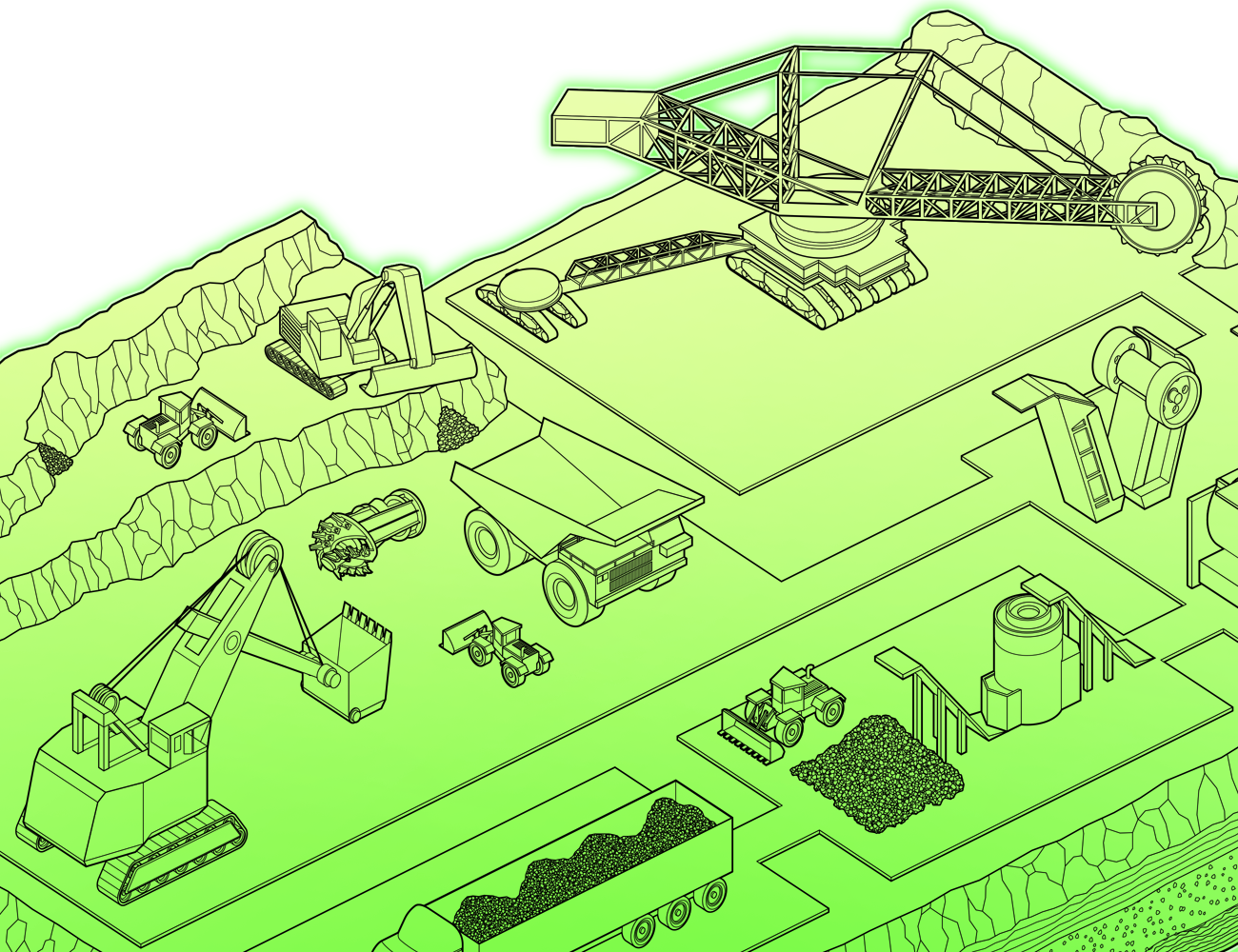 Linear illustration of ESAB mining process