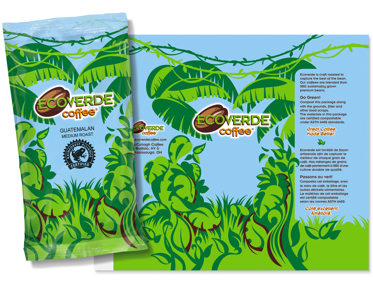 Image of Ecoverde spot color coffee bag