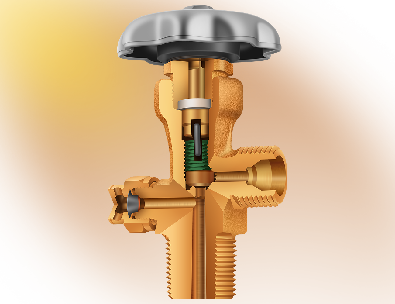 Realistic illustration of a faucet showing interior