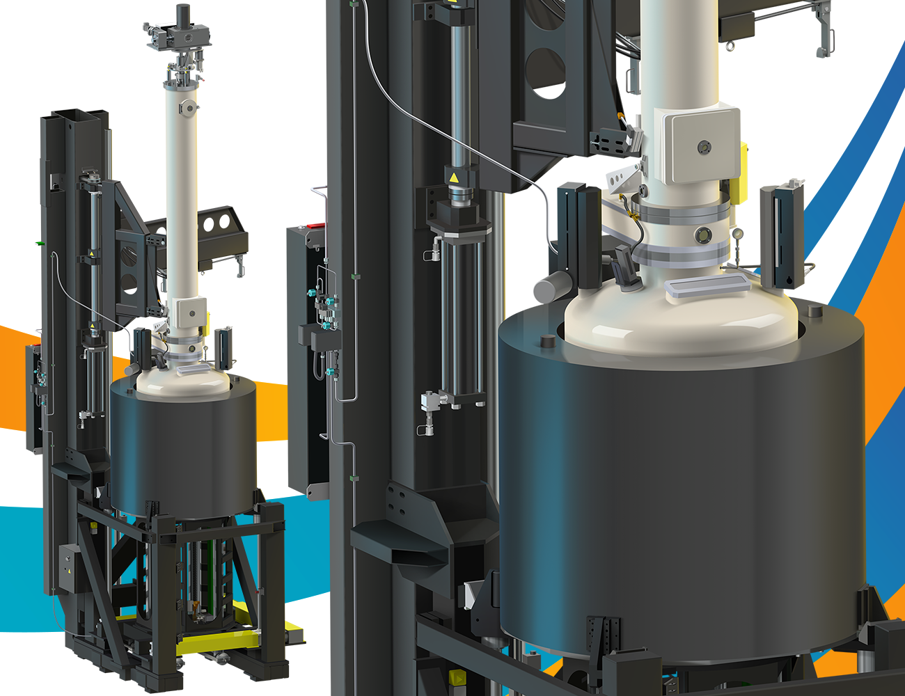 Realistic illustration of a Linton Crystal Tech silicon furnace
