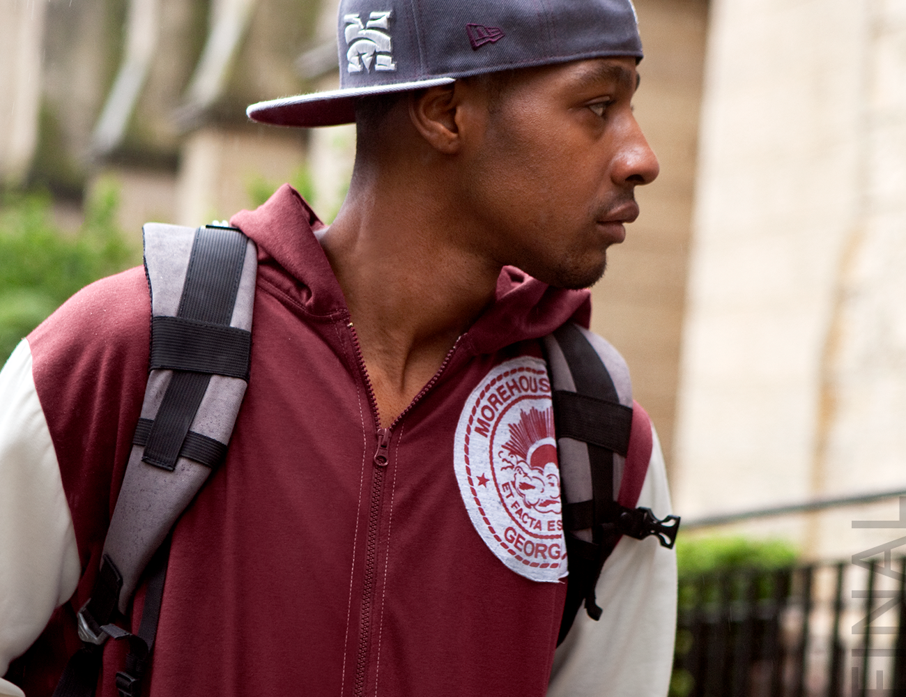 man with backpack after removing watermarks