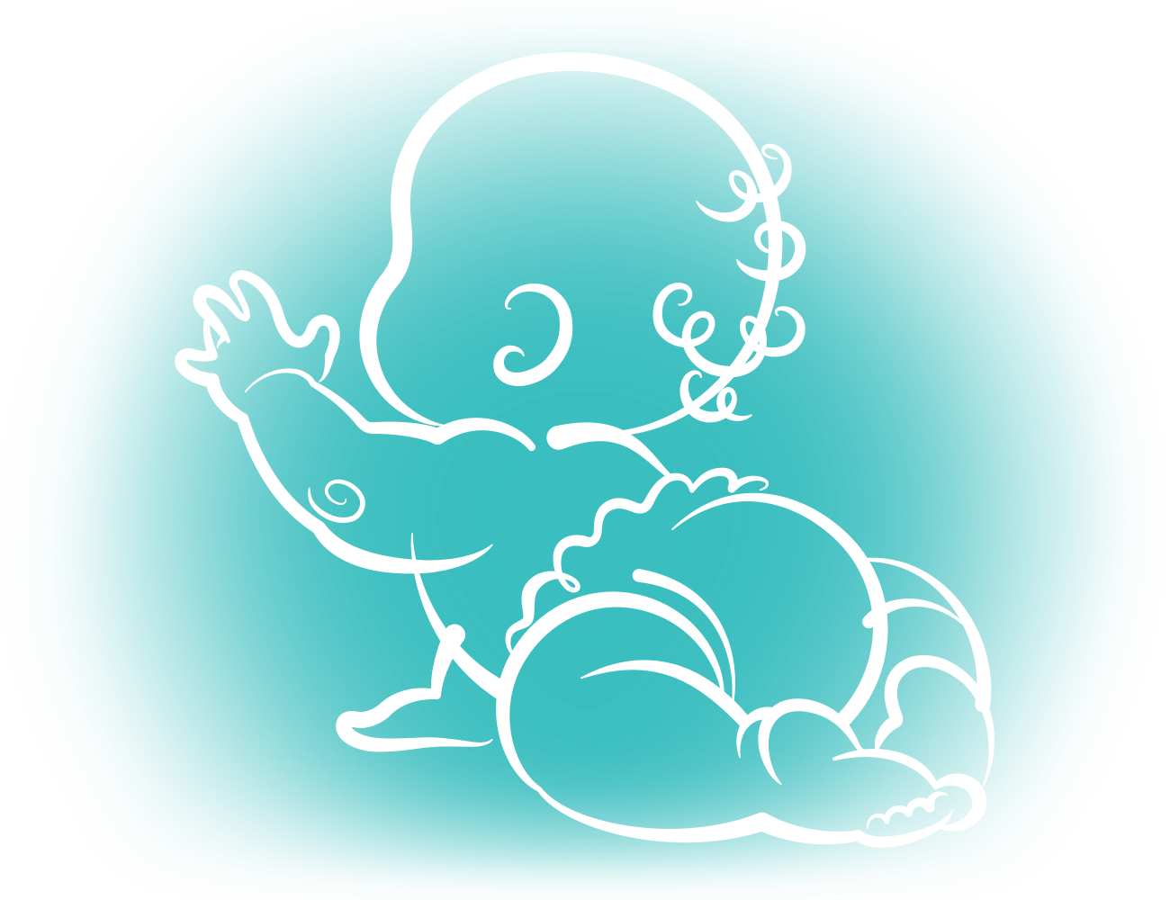 illustration of a crawling baby reaching upward done in a swirly fashion
