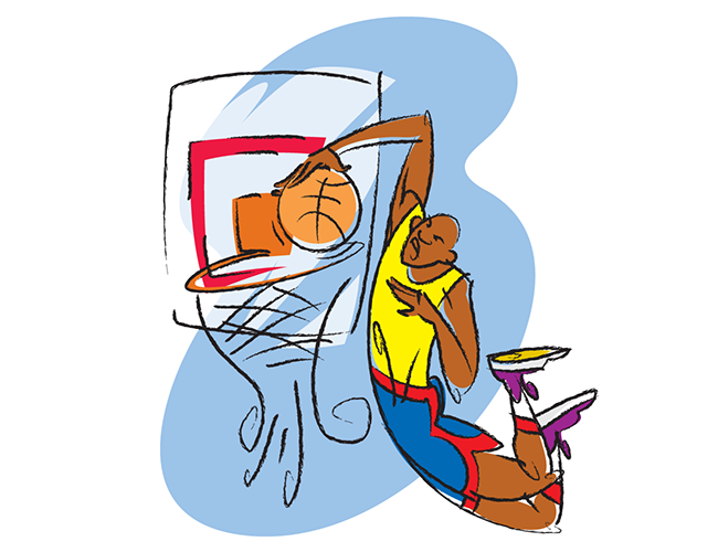 LePine Studios - Jewish Community Center: basketball excursion as graphic swirling strokes