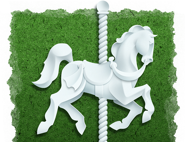 LePine Studios - Columbus McKinnon: brochure cover illustration of CM hook and chain hoisting the globe