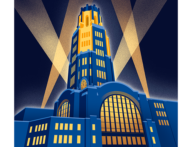 LePine Studios - Buffalo Central Terminal: poster illustration the the Central Terminal's iconic tower and entrance