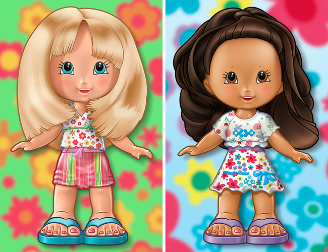 LePine Studios - Fisher-Price: stylized illustration of dressing dolls for tradeshow display