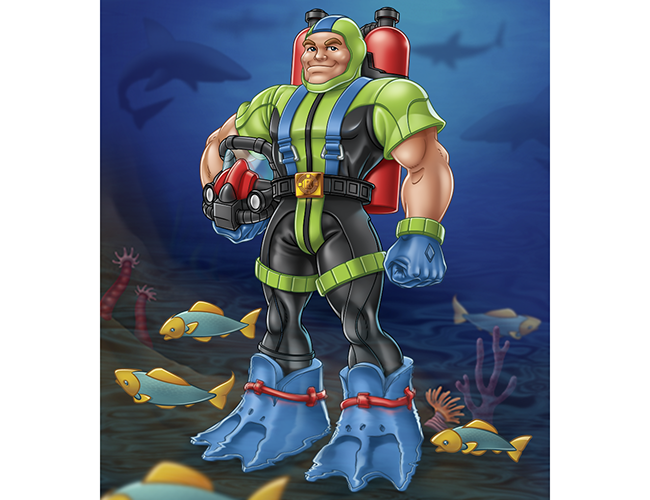 LePine Studios - Fisher-Price: package illustration of Rescue Heroes® Gil Gripper