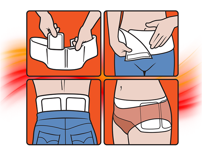 LePine Studios - HeatMax: instructional graphics demonstrating heating pad installment procedure