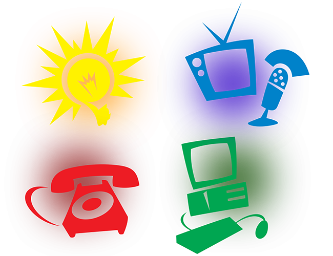 LePine Studios - Rob Neiler: Brochure icons representing creativity, media, telecommunication, and internet reach