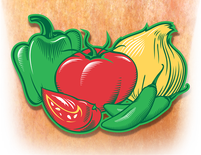 LePine Studios - Upstate Niagara Cooperative: Bison Dip Salsa graphics for label (tomato, peppers, and onion)