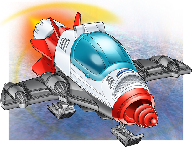 LePine Studios - Fisher-Price: package illustration of Imaginext® hero spacecraft