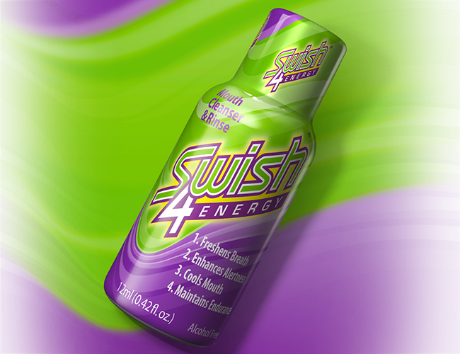 LePine Studios - Swish 4 Energy: realistic illustration of packaged bottle