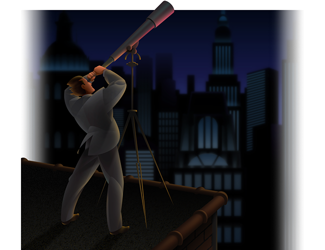 LePine Studios - Guarino Graphics: stylized illustration of city astronomer