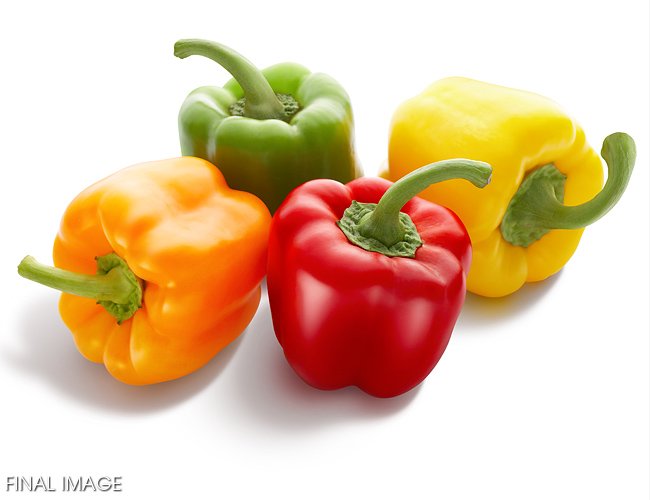 CLIENT :<br>The Penn Traffic Company<br><br>RETOUCHING INCLUDES:<br>1) Add highlights<br>2) Add an orange reflection<br>3) Sharpen some pepper edges<br>4) Create new stem innards<br>5) Create new shadows<br>6) Pump up saturation of peppers and sharpen certain stems